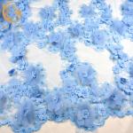 Custom Dress 3D Flower Lace Fabric Material Nylon With Beaded Embroidery for sale