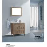 Two Drawers PVC Bathroom Cabinet With Wood Grain Freestanding Install for sale