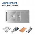 38inch Brushed Top Mount Kitchen Sink 16 Gauge Double Bowl 95x50 for sale