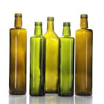 ODM Green Olive Glass Oil Bottle Container With Pump Head 17oz for sale
