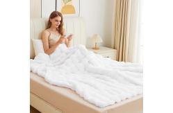 China Faux Fur Throw Blanket 50x60 Inch Ultra-Soft White Pink supplier