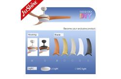 China Elegant Design Wood Grain ABS Blades Ceiling Fan 52 Inch With Dimmable Light supplier