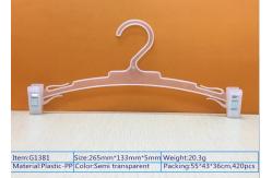 China Transparency Plastic Clothes Hangers With Two Clips , Retail Clothes Hangers supplier