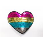 Multicolor Heart Logo Sequin Embroidery Patches Sequin Sew On Patches for sale
