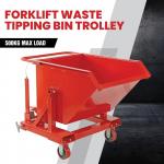 Red Self Dumping Dumpsters 7000LBS Forklift Dump Bin Compact