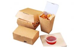 China Biodegradable kraft paper customized disposable burger box and fast food packaging box supplier