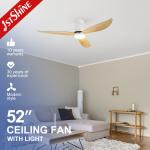110-240V/50Hz-60Hz Input Voltage LED Ceiling Fan with Wood Grain Blades and 6 Speeds for sale