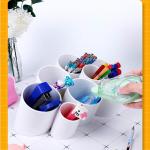 Plastic PP Large Multifunction Desktop Pen Holder 9 Cups Pen Holder for sale