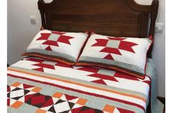 China Patchwork Geometric Bedding Sets , Quilting Handmade Twin Bed Sets For Adults supplier