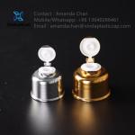 Shiny Or Matte Gold Silver Cosmetic Bottle Cap Plastic Screw Flip Top Cap For Lotion Shampoo Bottle for sale