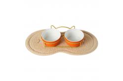 China Pet Ceramic Double Bowl Cute Anti Overturning Basin supplier
