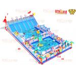 Large Inflatable Water Fun Park Obstacles Around Two Big Pool 15*30*7m