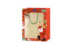 China Custom Printed Paper Carrier Bags With Clear Window For Christmas Gift supplier