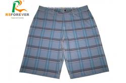 China Grey Pattern Long Mens Board Shorts , Mens Stretch Boardshorts Grid Pattern supplier