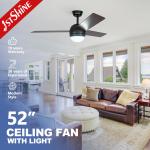 Mdf Blades Decorative Led Light Ceiling Fan With 5 Speed Remote Control for sale
