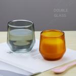 Double Wall Thermos Glass Coffee Cup Hand Blown Borosilicate Glass Material