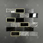 Long Strip Shape Black Glass Mosaic Tile With Metal Border Bathroom Wall Pattern Decor for sale
