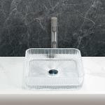 Rectangular Transparent Bathroom Wash Basin 12mm Thickness Long Lasting Durability for sale