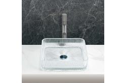 China Rectangular Transparent Bathroom Wash Basin 12mm Thickness Long Lasting Durability supplier