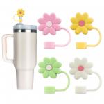 Silicone Flower Straw Toppers Reusable Covers And Caps For 9-10mm Straws Fits Stanley 30 & 40oz Stambler Stanley Cap Lid for sale