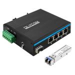 Mini 5 Port Gigabit Industrial Fiber Switch SFP Uplink Unmanaged Din Rail Type DC12V for sale