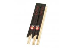 China Biodegradable Disposable Bamboo Chopsticks with Black Flower Paper Wrapping supplier