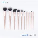 11 Pieces Plastic Makeup Brushes Set With Three Colors Hair Tips for sale