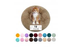 China Round Plush Pet Anti Anxiety Fluffy Cat Bed Waterproof Bottom With Soft Blanket supplier