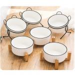 Custom Ceramic Custom Pet Bowls Feeders Rounded Shape With Shelf for sale