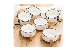 China Custom Ceramic Custom Pet Bowls Feeders Rounded Shape With Shelf supplier