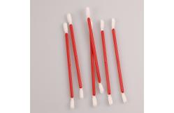 China Lint Free 2 Layers Red PP Stick Cleanroom Polyester Swabs With Double Heads supplier
