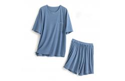 China Silk XXL Mens Sleepwear Knitted 114cm Chest Blue Night Suit Loungewear Summer supplier