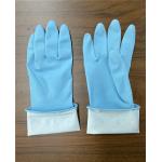 M 45g Blue Color 300mm Flock Lined Latex Gloves For Kitchen for sale