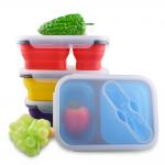 2 Compartment Lunch Box Silicone Household Products Collapsible Lunch Containers for sale