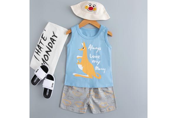 Kangaroo Q Version Printed Cotton Pyjamas / Cotton Loungewear Set For Summer