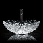 Antique Glass Wash Basin Bowl Round Counter Top Italian Design Artistic for sale
