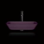Rectangular Vessel Bathroom Sink Acid Matt Purple Glass Countertop for sale