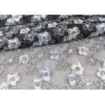 Floral Design Embroidered Tulle Lace Fabric For Bridal Wedding Dresses for sale