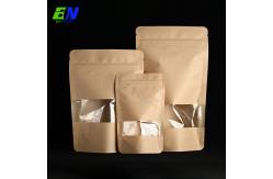 China Kraft Paper Food Packaging Pouch No Printing Stock Pouch With Window supplier