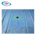 Blue SMS Knee Arthroscopy Orthopedic Drape With Collection Pouch and Elastic Fenestration for sale