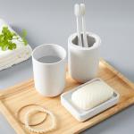 Wheat Toothbrush Cup Glass Soap Box Biodegradable Bathroom Wash Sets for sale