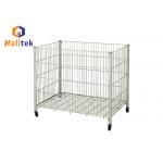 Supermarket Rolling 100kgs Wire Mesh Basket With Wheels for sale