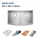36 Inch Stainless Steel Double Basin Apron Front Sink 83x58 Brushed 50 50 for sale