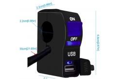 China Handlebar Motorcycle Charging Port With Lamp 5V 2A USB Charger supplier