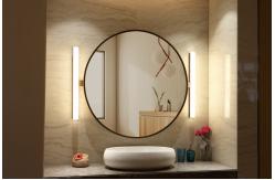 China Defogger Vanity Mirror With Lights Time Display Touch Screen Wall Mirror supplier