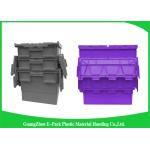 Customzized Plastic Moving Boxes Attached Lid Containers For Warehouse for sale