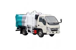 China Mini Cheaper  4x2  5CBM Compactor Garbage Truck Belt Side Hanging Barrel supplier