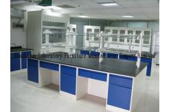 China Hight Adjustable Laboratory Desk Furniture Island Bench 2 Layers Reagent Shelf supplier