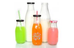 China Custom Printed Recycled Glass Milk Bottles 1l Clear Transparent supplier