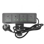 Aluminum Alloy British Desk Mount Power Strip / Desk Power Outlet for sale